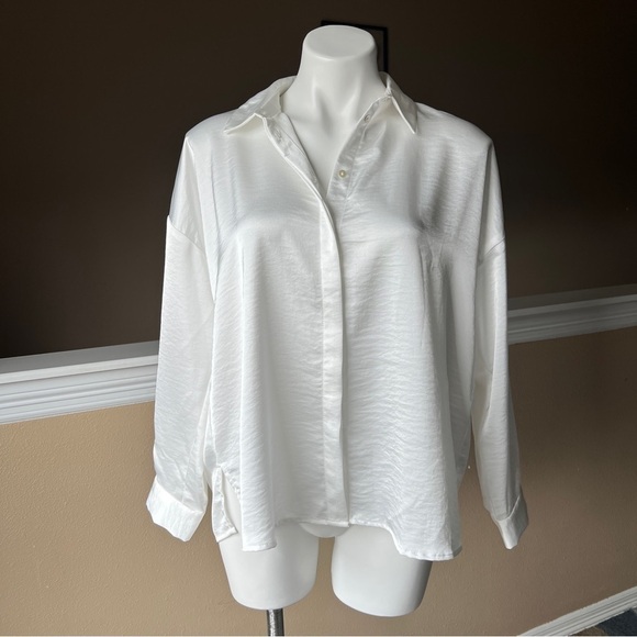 NEW ZARA FLOWY SHIRT WHITE | 4387/247 - Picture 6 of 12
